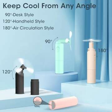 Andwing Handheld Fan Rechargeable, Mini Portable Fan Small Hand Fan, 3000mAh Battery Operated 22Hrs+ Makeup Eyelash Fan Personal Fan Gifts for Women Girls Men Travel Indoor Outdoor (Green)