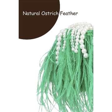 Elegant Women Ostrich Feather Evening Clutch Bag