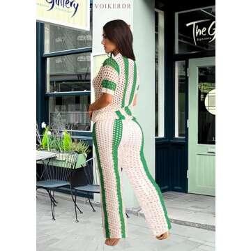 VOIKERDR Beach Cover Up Sets Crochet Sets Two Piece Women Vacation Outfits Swim Bikini Coverup Summer