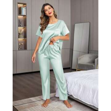 Ekouaer Women's Satin Silky Pajama Set - Stylish Comfort