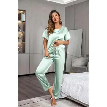 Ekouaer Women's Satin Silky Pajama Set - Stylish Comfort