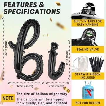 Stylish Black Happy Birthday Balloons Banner for Parties