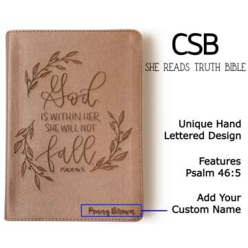 CSB, She Reads Truth Bible, Rose Gold, Hand Lettered and Engraved, Custom Name Engraving Available, Personalized Gift for Birthday, Graduation, Baptism, Wedding or Anniversary