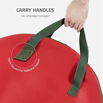 ZOBER Christmas Wreath Storage Container - 30 Inch Wreath Bag for Artificial Wreaths - Dual Zippered Wreath Storage W/Strong, Durable Handles - 2 Pack (Red)