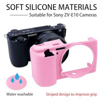 Easy Hood ZV-E10 Camera Case - Soft Silicone Rubber Cover for Sony ZV-E10 in Pink