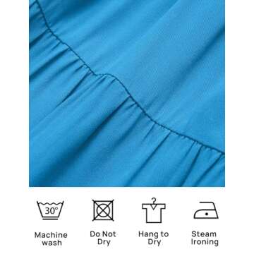 ZESICA Women's 2024 Summer Casual Flutter Short Sleeve Crew Neck Smocked Elastic Waist Tiered Midi Dress,Cobalt Blue,Small