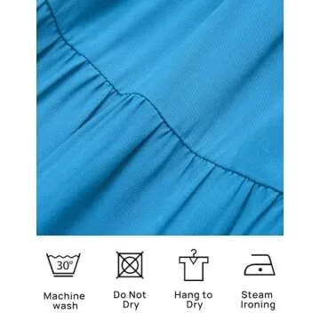 ZESICA Women's 2024 Summer Casual Flutter Short Sleeve Crew Neck Smocked Elastic Waist Tiered Midi Dress,Cobalt Blue,Small