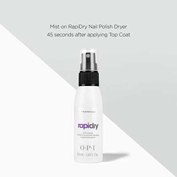 OPI RapidDry Nail Polish Drying Top Coat Spray, Quick Drying, Help Restore Nail Polish Shine & Dries Nails for Smudge Proof Finish, 60 Second Drying Time, 1.8 fl oz