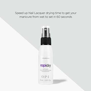 OPI RapidDry Nail Polish Drying Top Coat Spray, Quick Drying, Help Restore Nail Polish Shine & Dries Nails for Smudge Proof Finish, 60 Second Drying Time, 1.8 fl oz