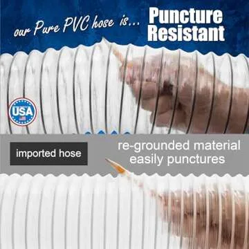 2-1/2 inch Diameter by 10 foot Long PVC Dust/Debris Collection Hose MADE IN THE USA with 2 each 2.5 inch Turnkey Stainless Steel Hose Clamps