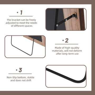 ZHUNFA Arched Full Length Mirror with Solid Wood Frame, 71x32 Farmhouse Wall Mounted Floor Mirror with Stand, Vertical Hanging, Leaning Standing for Bedroom, Living Room, Brown