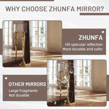 ZHUNFA Arched Full Length Mirror with Solid Wood Frame, 71x32 Farmhouse Wall Mounted Floor Mirror with Stand, Vertical Hanging, Leaning Standing for Bedroom, Living Room, Brown