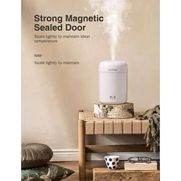 LtYioe Colorful Cool Mini Humidifier, USB Personal Desktop Humidifier for Car, Office Room, Bedroom,etc. Auto Shut-Off, 2 Mist Modes, Super Quiet. (White)