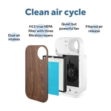 OVAL AIR AIR1000A 3-Stage H13 True HEPA 5-in-1 Air Purifier For Allergens,Dust,Pets,Allergies,Odor,Smoke,Pollen, Rooms up to 600 sq. ft., White, 13.8" X 7.5" X 25"