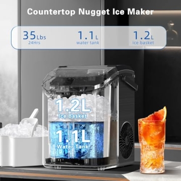 Countertop Nugget Ice Maker with Self-Cleaning Feature