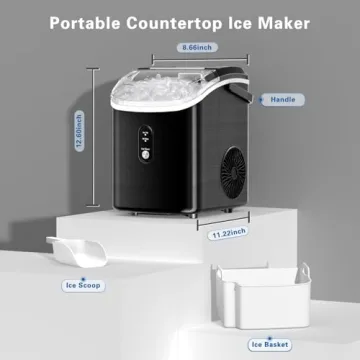 Countertop Nugget Ice Maker with Self-Cleaning Feature
