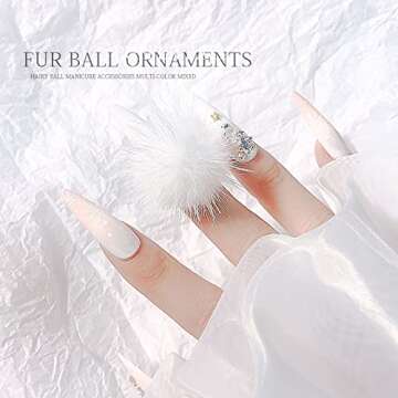 Yzzseven 24PCS Cute Magnetic Nail Poms Mink Fleece Detachable 3D Nail Fluffy DIY Magnetic Fluffy Ball Suit Removable Decorations Soft Plush Ball for Nail Art DIY(12 Colors)