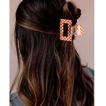 Bmobuo Checkered Hair Claw Clips - Ideal for All Hair Types