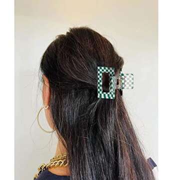 Bmobuo Checkered Hair Claw Clips - Ideal for All Hair Types