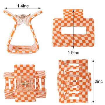 Bmobuo Checkered Hair Claw Clips - Ideal for All Hair Types