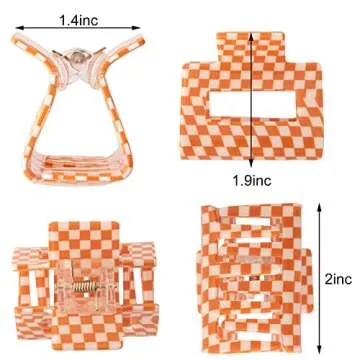 Bmobuo Checkered Hair Claw Clips - Ideal for All Hair Types