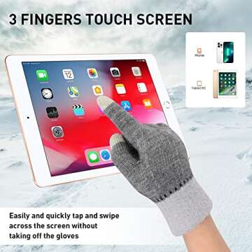 Winter Touchscreen Gloves for Women - 3 Pairs Set
