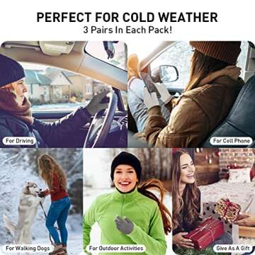 Winter Touchscreen Gloves for Women - 3 Pairs Set