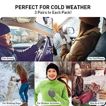 Winter Touchscreen Gloves for Women - 3 Pairs Set