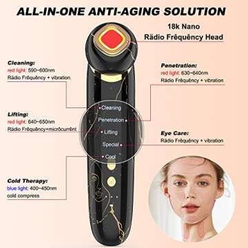 LEFAY Radio Frequency Facial Machine - 5-in-1 Anti-Aging Skin Tightening Rejuvenation Skin Care Device Light Therapy for Wrinkles High Frequency Face Massager Facial Toning Tool with Ice-Cooling
