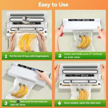 Food Storage Vacuum Sealer Machine for Efficient Food Preservation, 75KPA Strong Suction, Compact De...