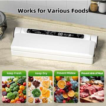 Food Storage Vacuum Sealer with 75KPA Suction Power and Bags