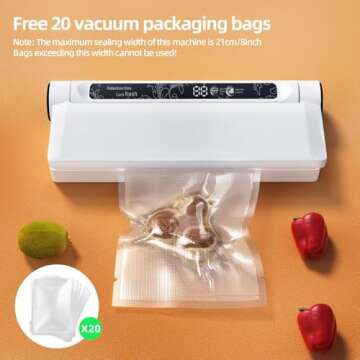 Food Storage Vacuum Sealer with 75KPA Suction Power and Bags