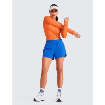 CRZ YOGA Women's Stylish Running Shorts with Pocket