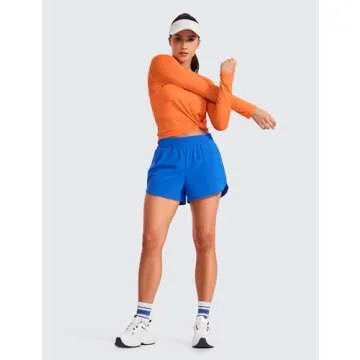 CRZ YOGA Women's Stylish Running Shorts with Pocket