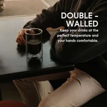 FLUR Tasting Glass (Set of 2): For Coffee, Matcha and Tea - Double-Walled Borosilicate Glass - Handmade - 11oz (Teal)