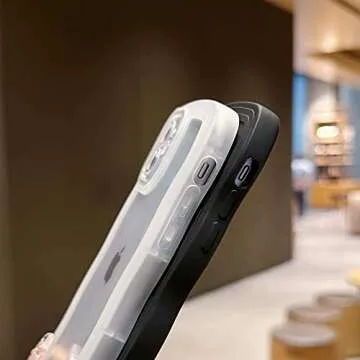 SKYLMW Compatible with iPhone 12 Case 6.1" 2020, Cute Kawaii Curly Wave Frame Shape Soft Silicone Shockproof Protective Phone Cover for Women Girls, Clear