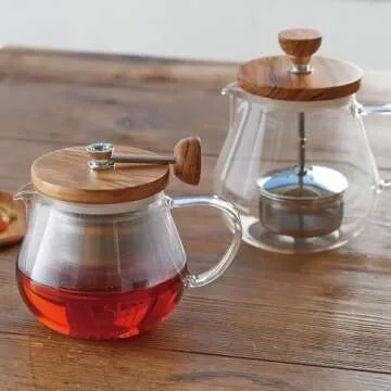 Hario Olive Wood Tea Pot - Elegant 700ml Heat-Resistant Design