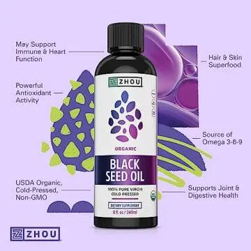 Zhou Organic Black Seed Oil - Pure, Vegan, Immune Support