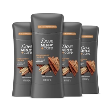 Dove Men+Care Antiperspirant Stick Sandalwood + Amber 4 Count 72H Protection with a Plant-Based Mois...