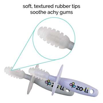 ZoLi Chubby Gummy teether | 2 Pack Baby Teething Relief - Lilac/Grey, BPA Free Teething Stick