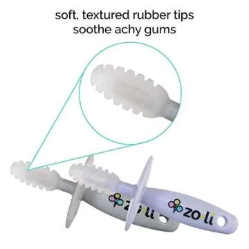 ZoLi Chubby Gummy teether | 2 Pack Baby Teething Relief - Lilac/Grey, BPA Free Teething Stick