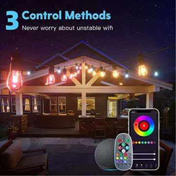 addlon 48FT LED Outdoor String Lights, RGBW Smart String Lights with Alexa, App and Remote Control, Waterproof Patio Lights with Color Changing Shatterproof Bulbs, ETL Listed, for Backyard, Party