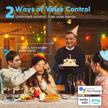 addlon 48FT LED Outdoor String Lights, RGBW Smart String Lights with Alexa, App and Remote Control, Waterproof Patio Lights with Color Changing Shatterproof Bulbs, ETL Listed, for Backyard, Party