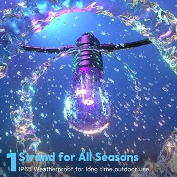 addlon 48FT LED Outdoor String Lights, RGBW Smart String Lights with Alexa, App and Remote Control, Waterproof Patio Lights with Color Changing Shatterproof Bulbs, ETL Listed, for Backyard, Party