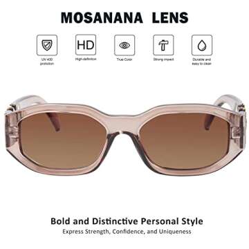 mosanana Rectangle Sunglasses for Women and Men Brown Irregular Tracer
