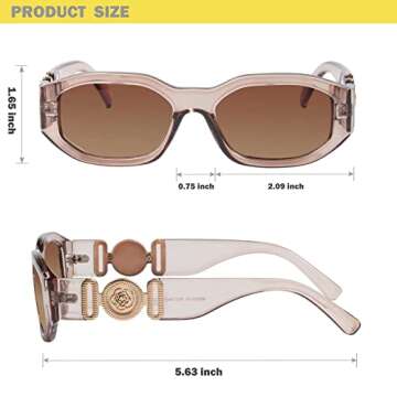 mosanana Rectangle Sunglasses for Women and Men Brown Irregular Tracer