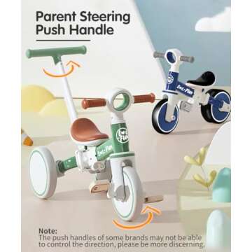 LOL-FUN 5 in 1 Toddler Tricycles for 1-3 Year Olds Boys Girls Toy, Baby Balance Bike 1 Year Old Kids...