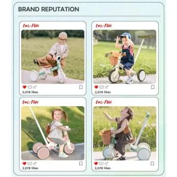 LOL-FUN 5 in 1 Toddler Tricycles for 1-3 Year Olds Boys Girls Toy, Baby Balance Bike 1 Year Old Kids Gift with Parent Steering Push Handle