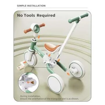 LOL-FUN 5 in 1 Toddler Tricycles for 1-3 Year Olds Boys Girls Toy, Baby Balance Bike 1 Year Old Kids Gift with Parent Steering Push Handle