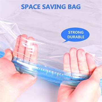 JHS-TECH 12 Compression Bags for Travel No Vacuum or Pump, Reusable Travel Storage Bags for Clothes Sacks-Save Space in Your Luggage Accessories Suitcase Size (8 x Medium, 4 x Large)